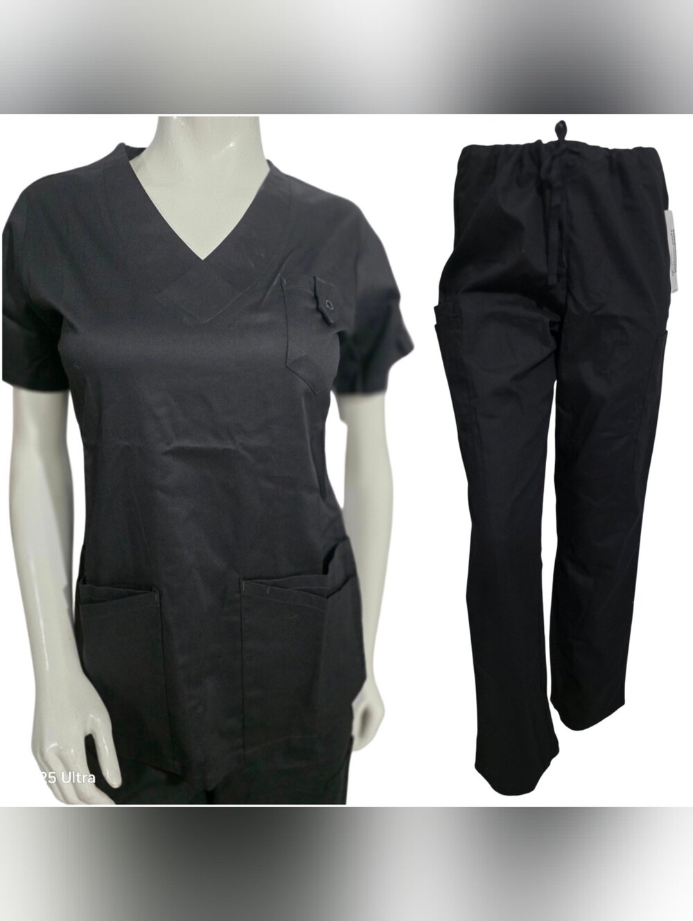 Uniform Advantage Butter Soft Unisex Scrub Set Top & Pants Size XS Black NWT